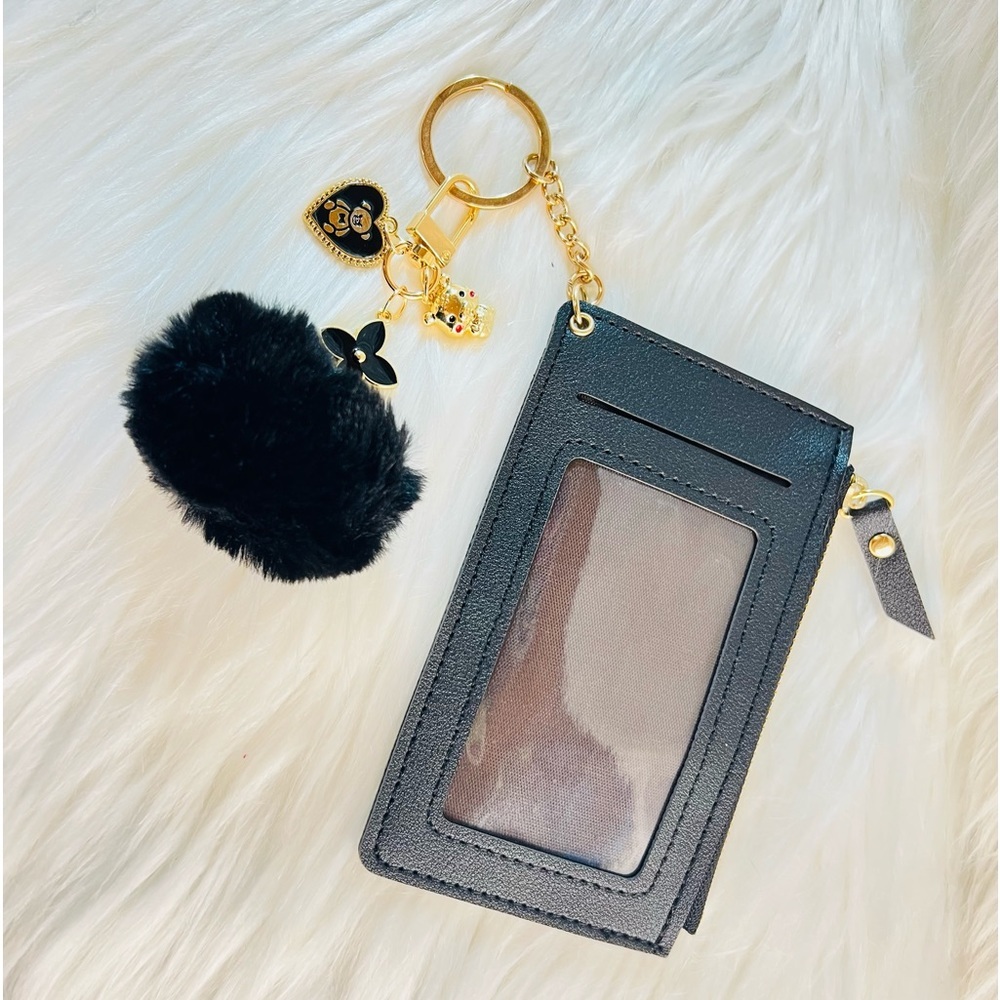 Black Pom‎ Cardholder/Keychain